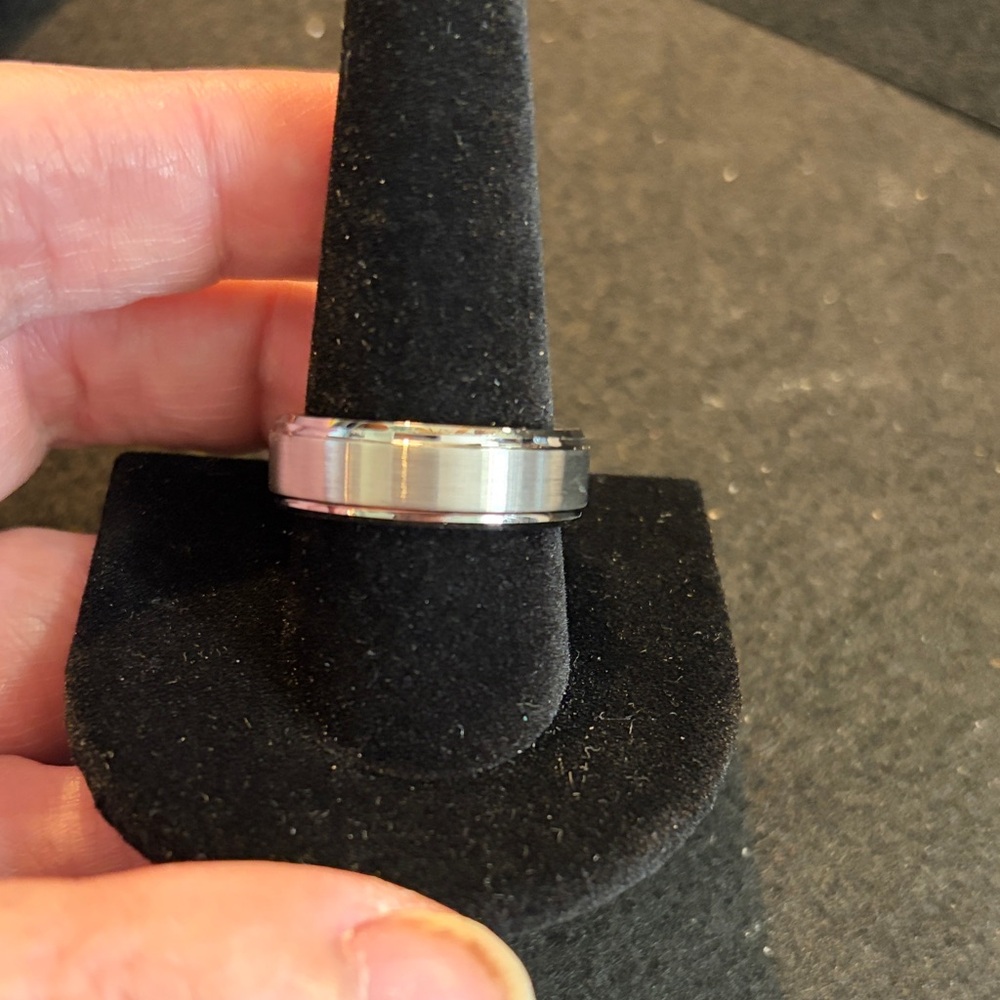 Tungsten Carbide Brushed Nickel Ring